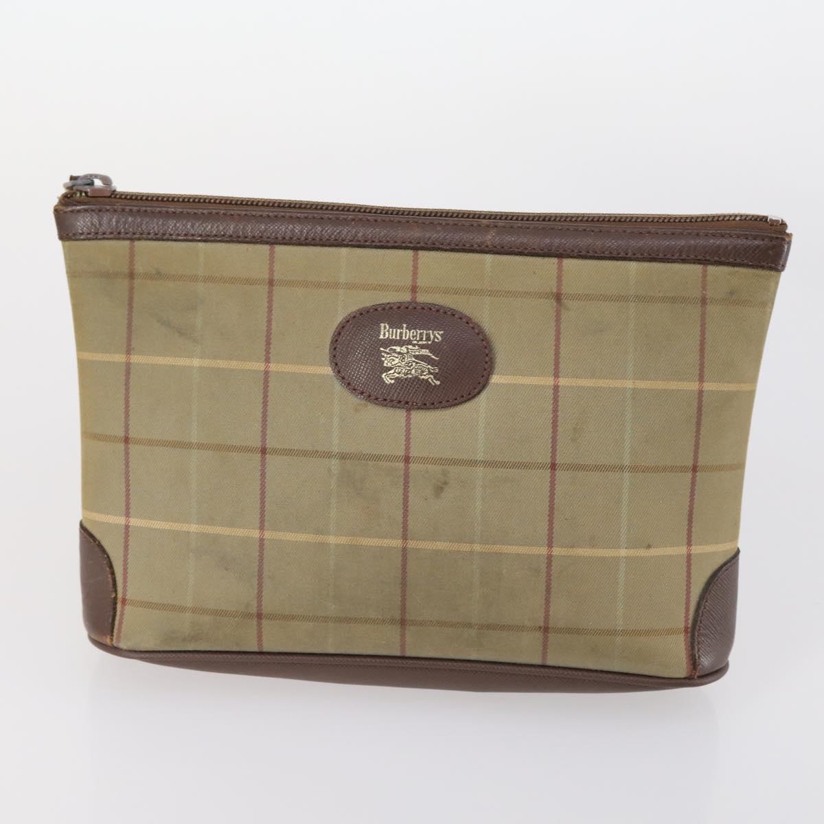 BURBERRY Nova Check Blue Label Bag Canvas nylon 5Set Beige Gray blue Auth ti3451