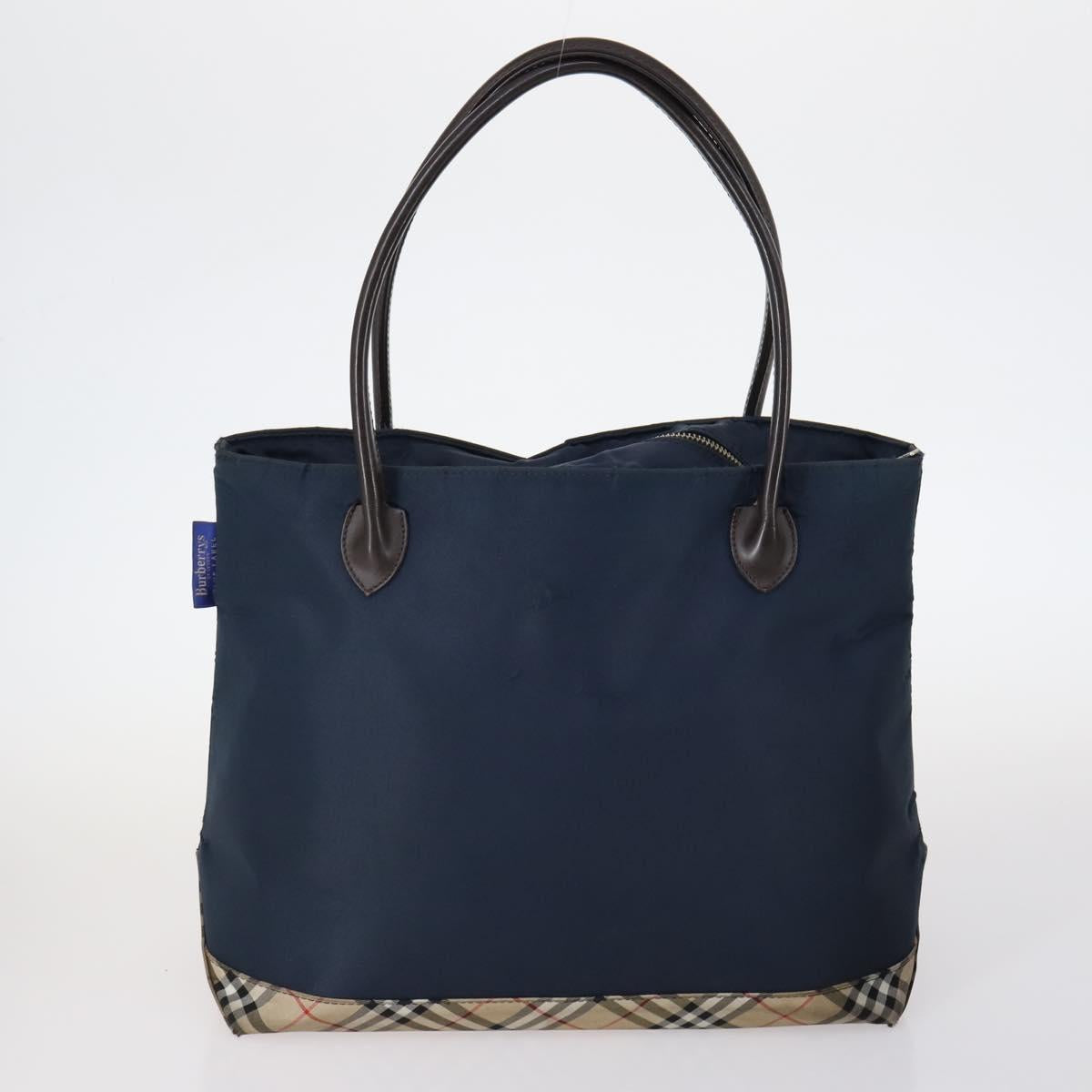 BURBERRY Nova Check Blue Label Bag Canvas nylon 5Set Beige Gray blue Auth ti3451