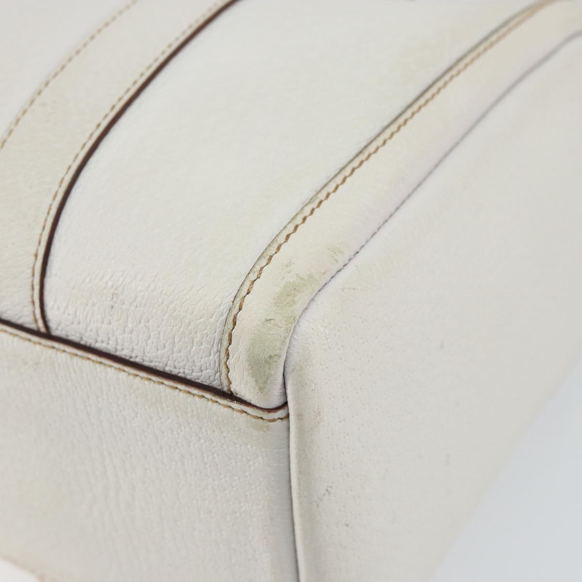 GUCCI Abby Mini Boston Bag Leather White Gold 130942 Auth ti3455