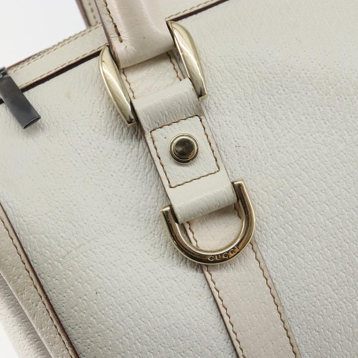 GUCCI Abby Mini Boston Bag Leather White Gold 130942 Auth ti3455