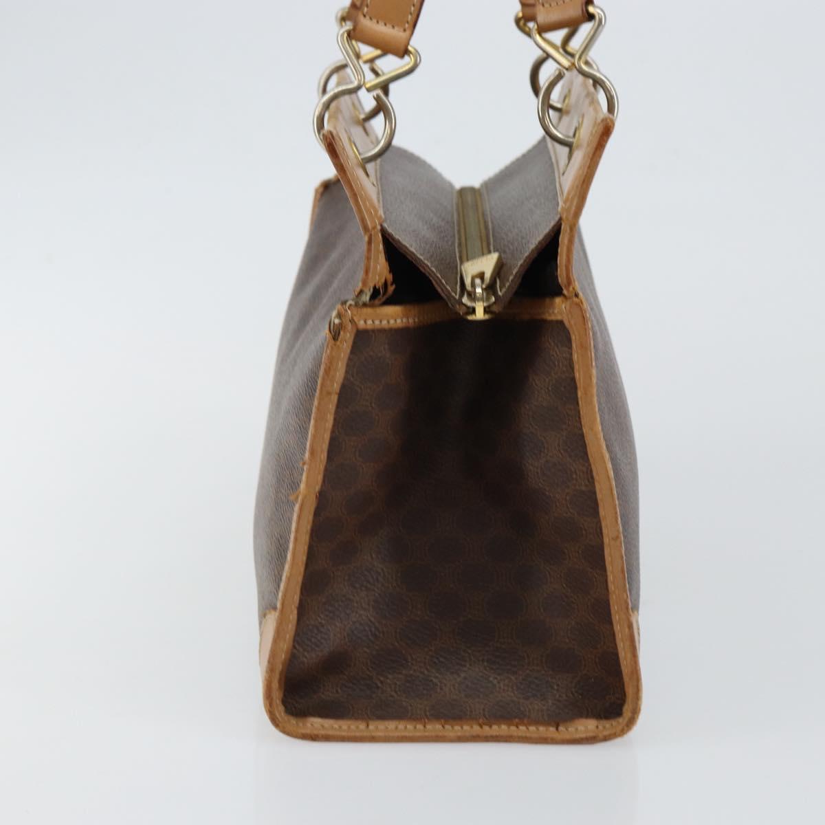 CELINE Macadam Canvas Hand Bag Brown Gold Auth ti3457