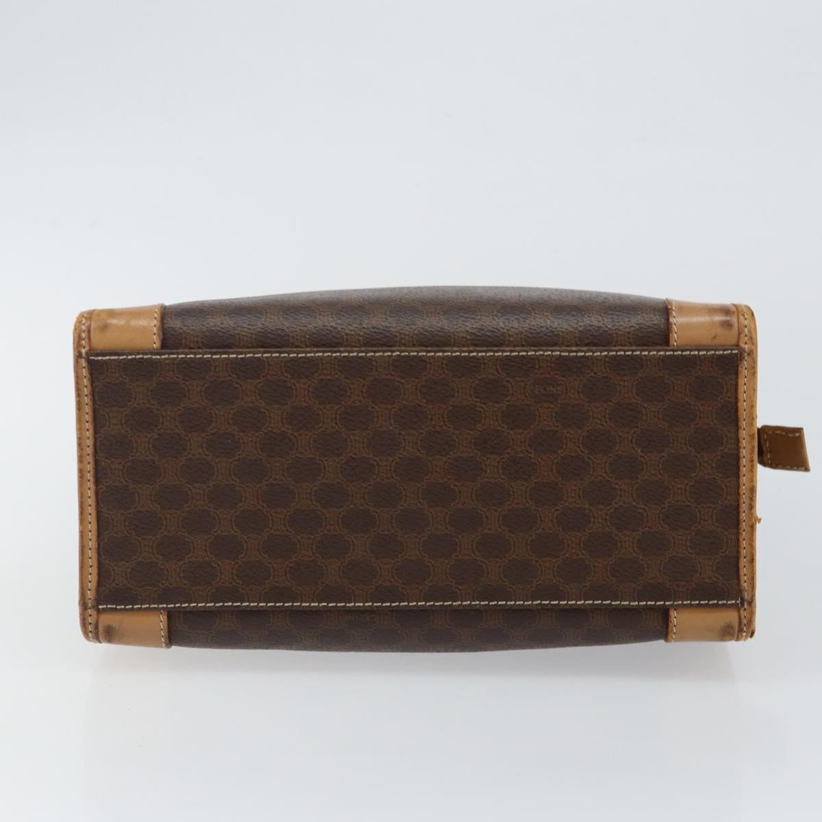 CELINE Macadam Canvas Hand Bag Brown Gold Auth ti3457