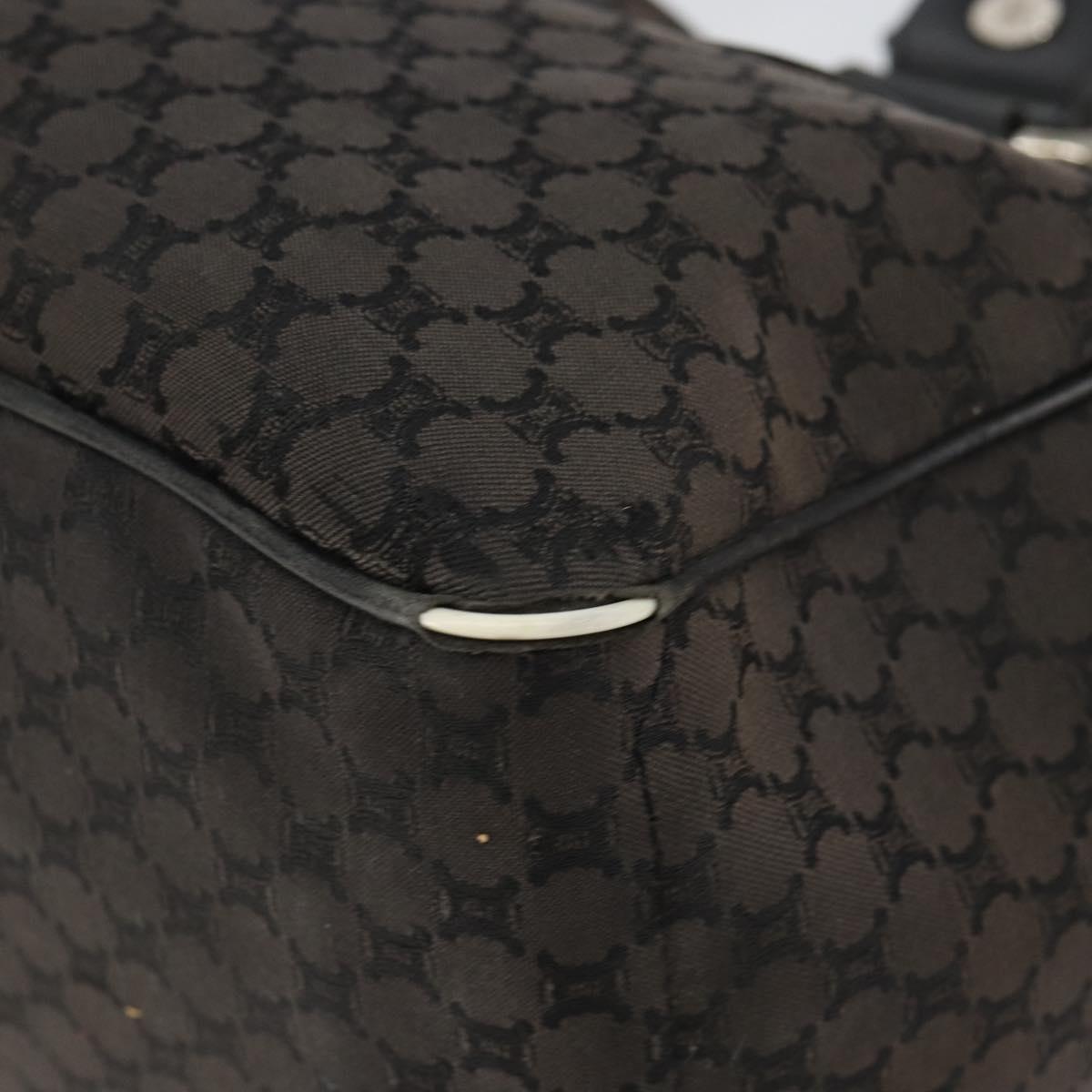 CELINE Macadam Canvas Boogie Hand Bag Dark Brown Black Silver Auth ti3458
