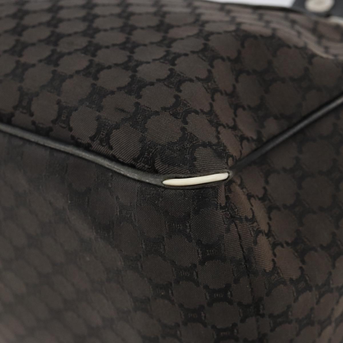 CELINE Macadam Canvas Boogie Hand Bag Dark Brown Black Silver Auth ti3458