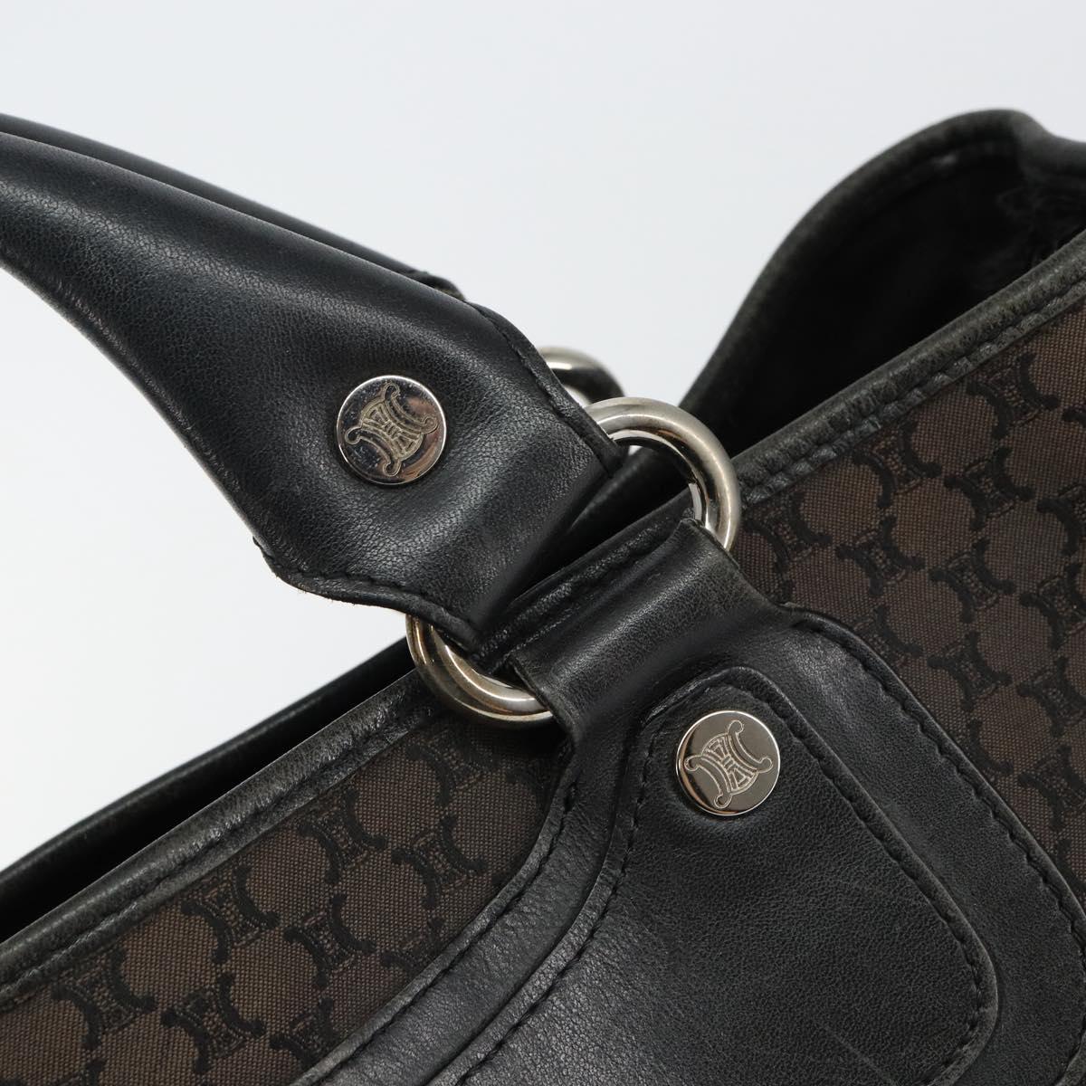 CELINE Macadam Canvas Boogie Hand Bag Dark Brown Black Silver Auth ti3458