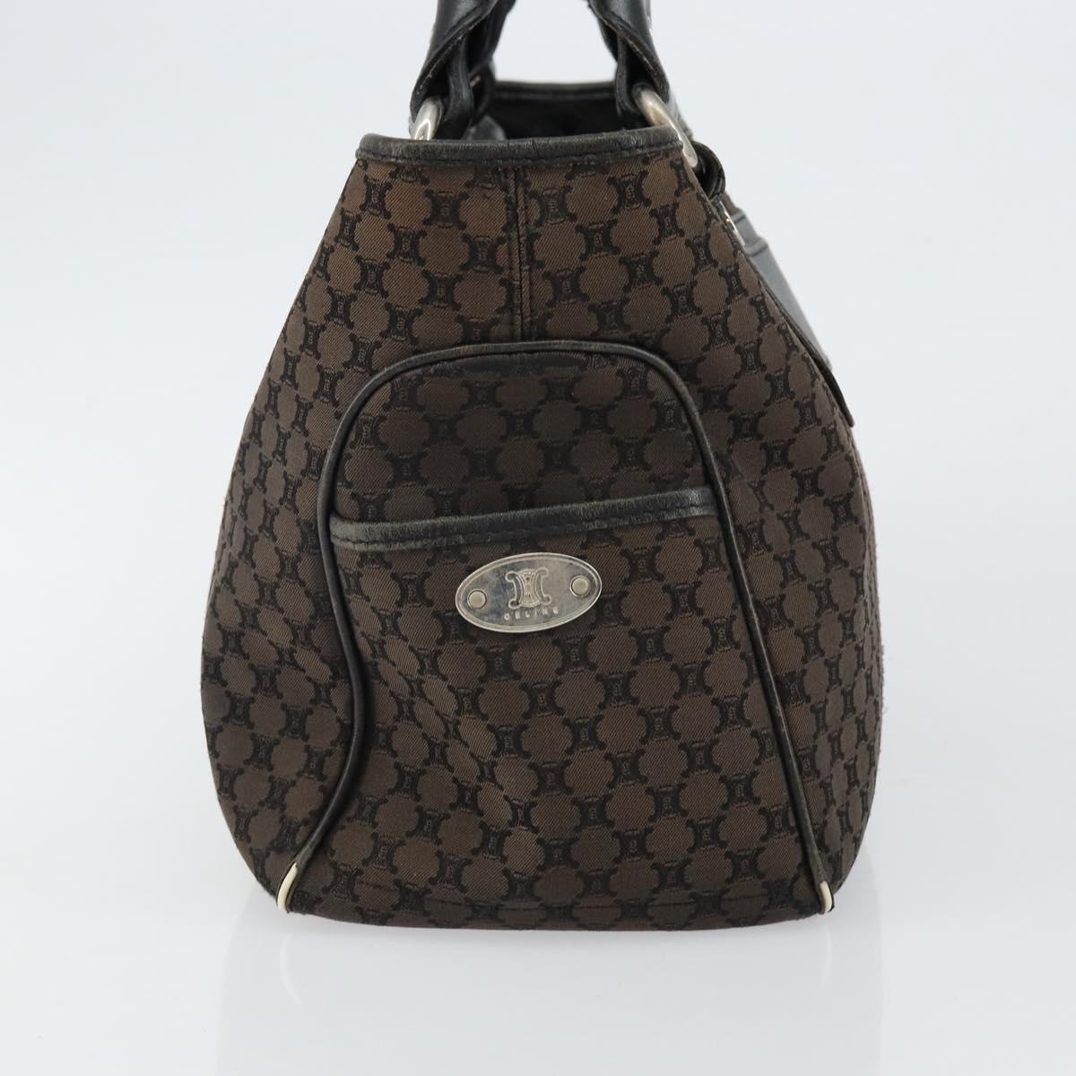 CELINE Macadam Canvas Boogie Hand Bag Dark Brown Black Silver Auth ti3458