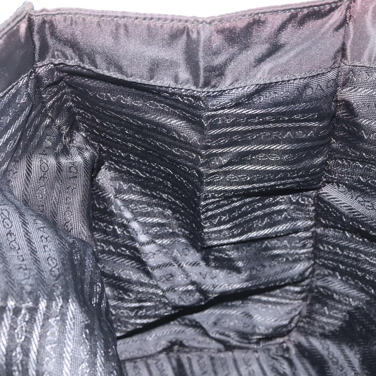 PRADA Hand Bag Nylon metal Black Gold Auth ti3459