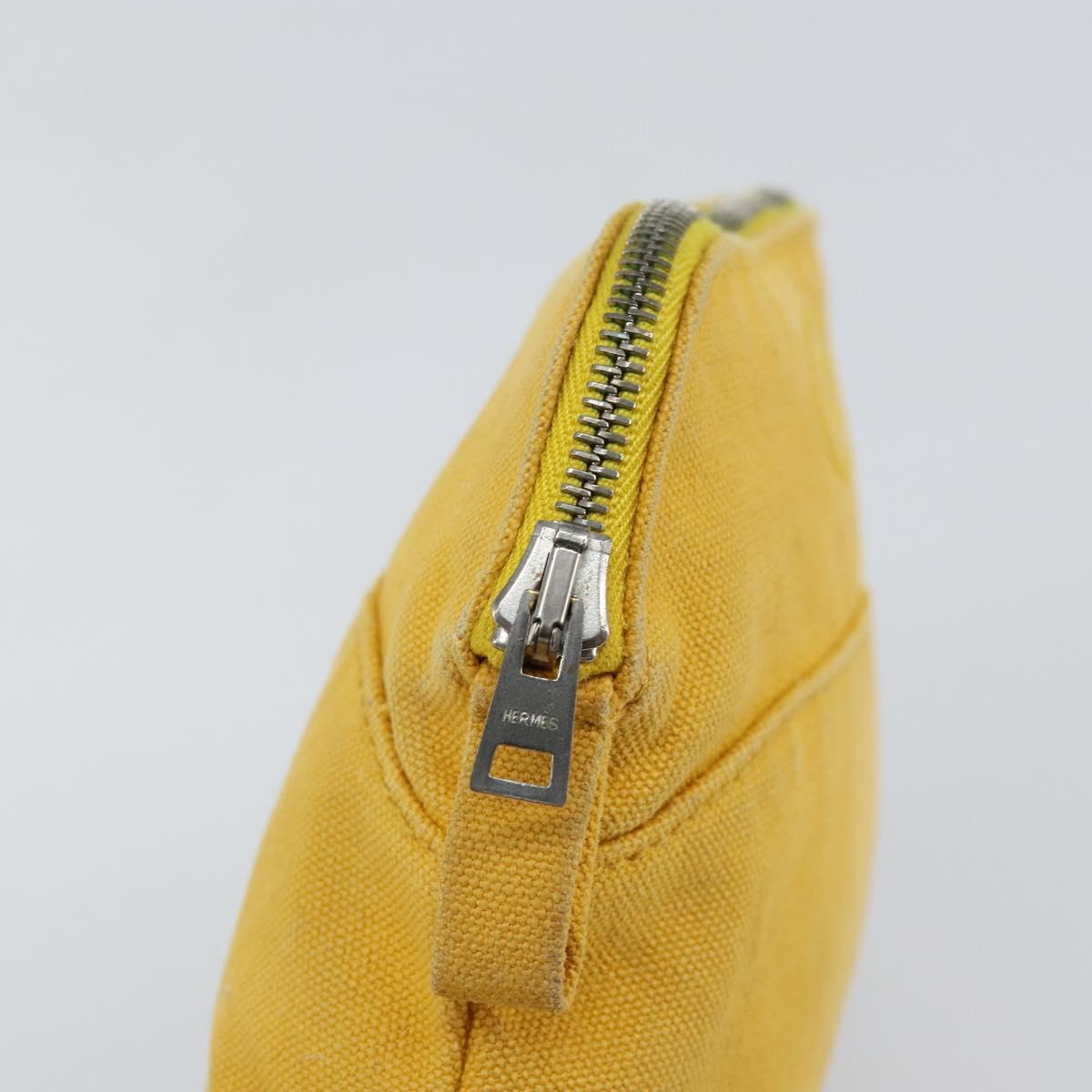HERMES Bolide Pouch Canvas Yellow Silver Auth ti3460