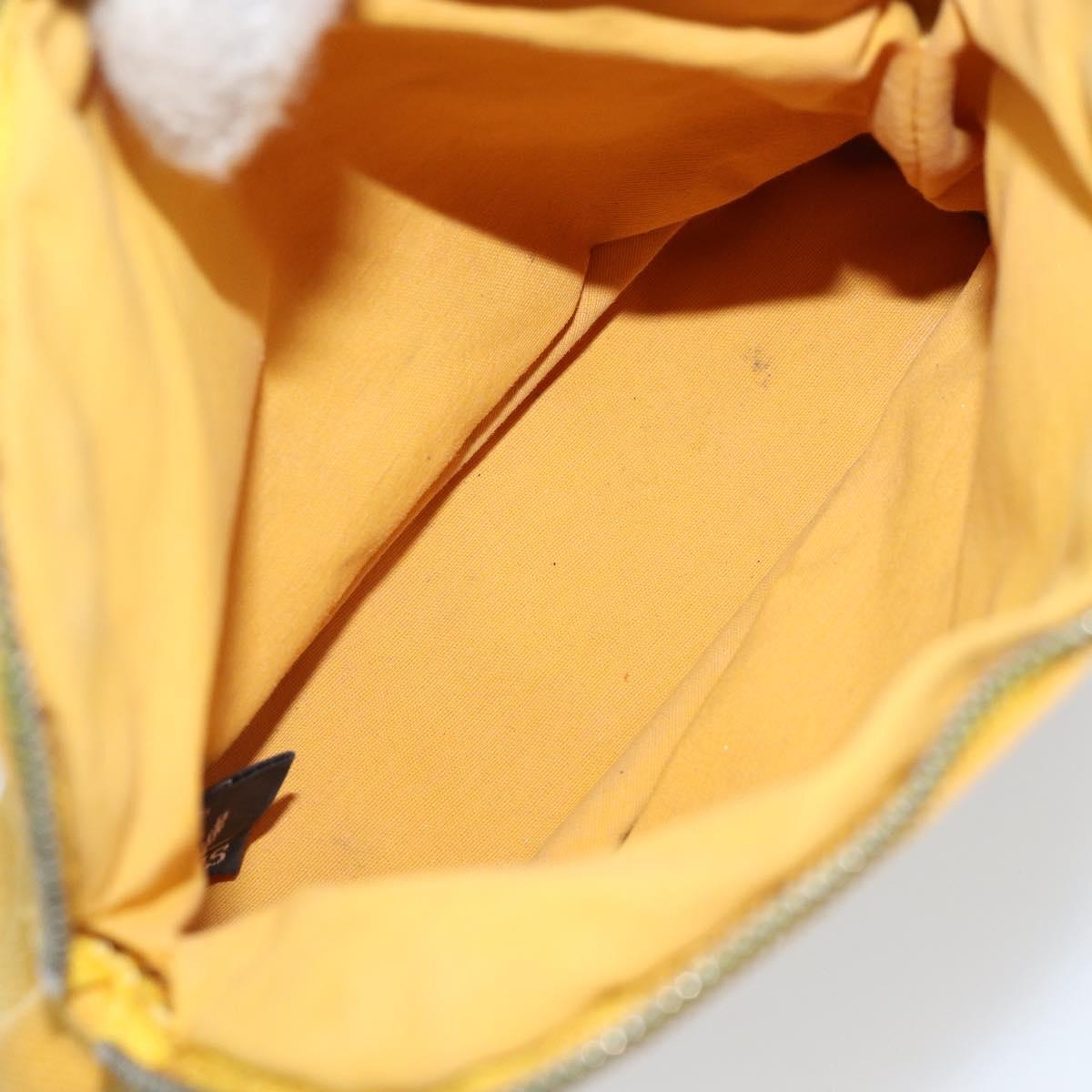 HERMES Bolide Pouch Canvas Yellow Silver Auth ti3460