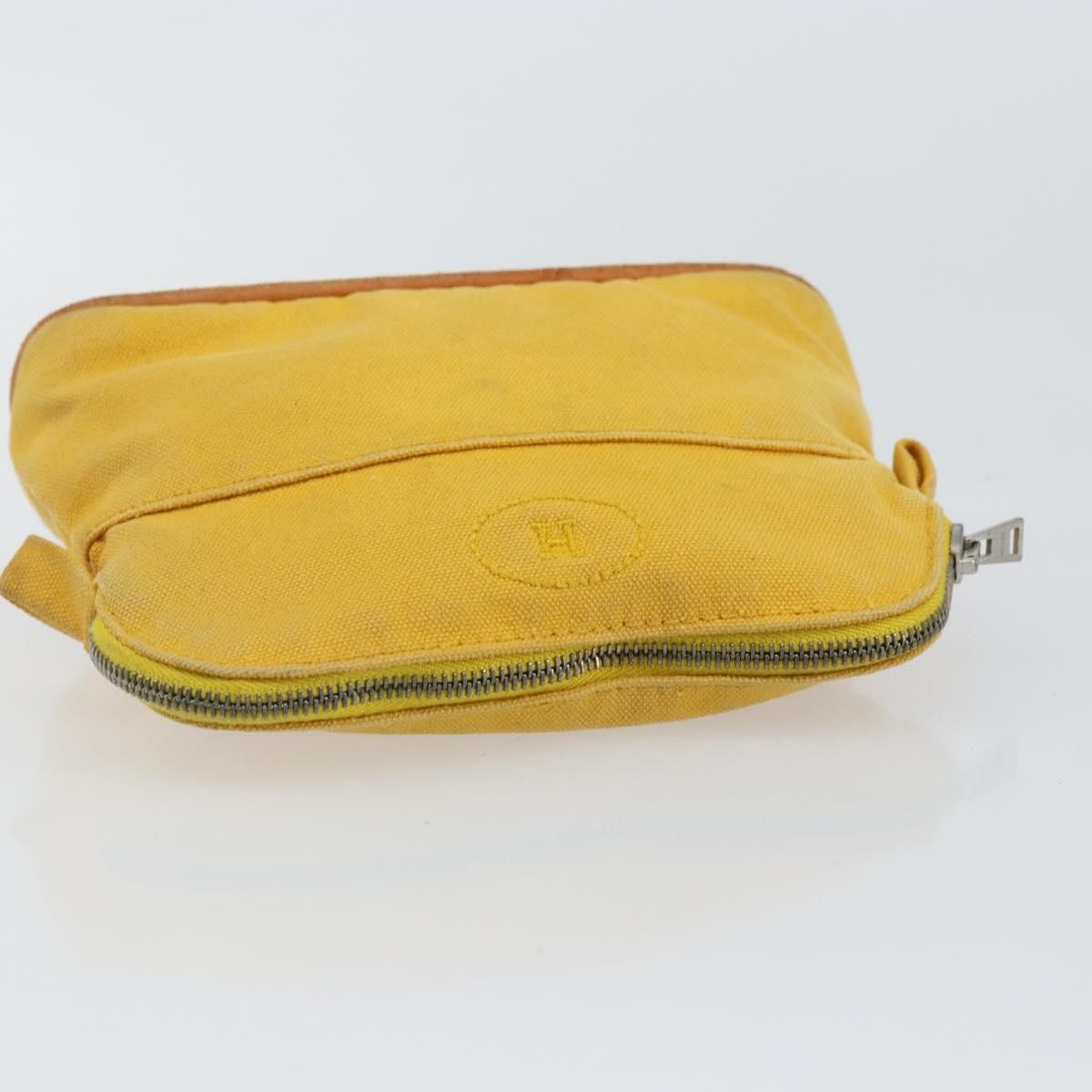 HERMES Bolide Pouch Canvas Yellow Silver Auth ti3460
