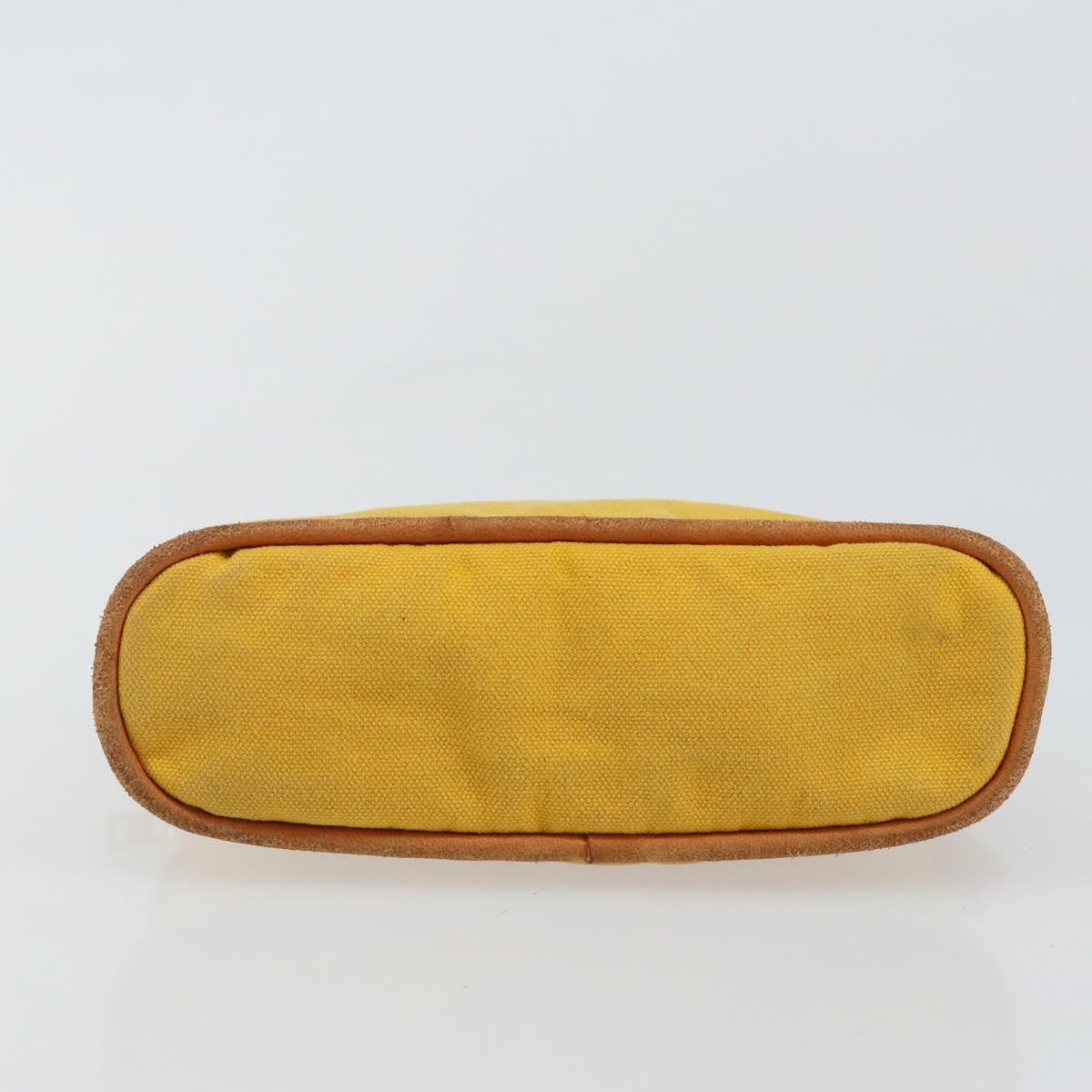 HERMES Bolide Pouch Canvas Yellow Silver Auth ti3460