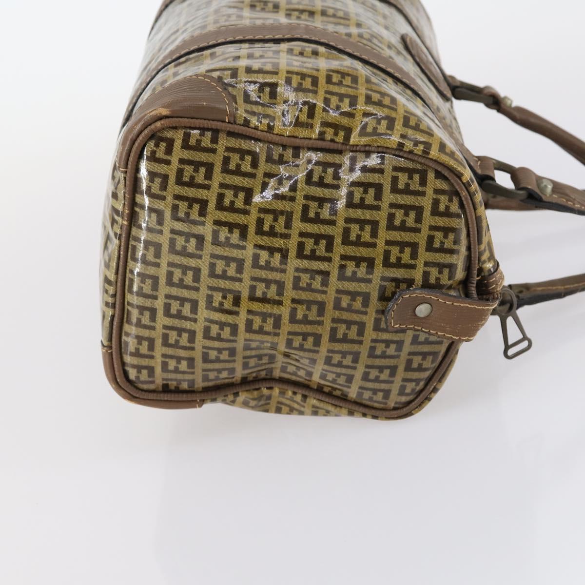 FENDI Zucchino Canvas Bag Enamel 2Set Brown Auth ti3463