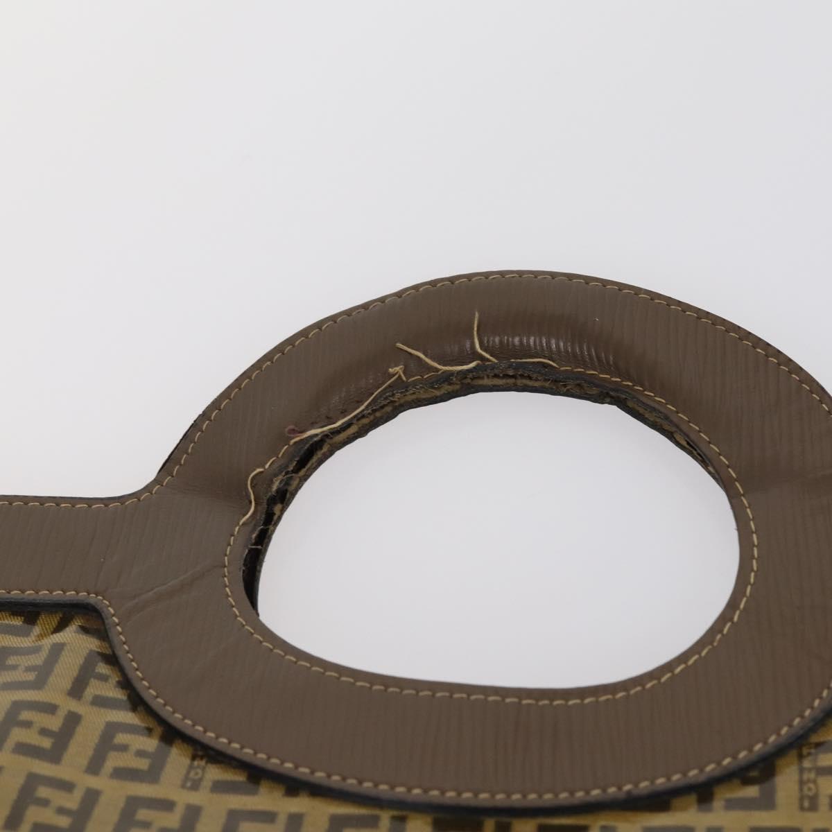 FENDI Zucchino Canvas Bag Enamel 2Set Brown Auth ti3463