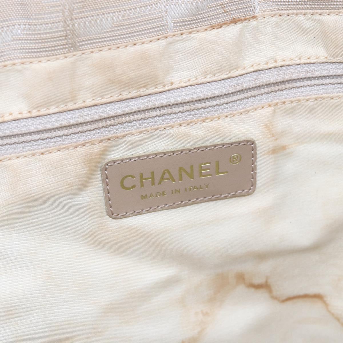 CHANEL New Travel Line Tote Bag Nylon Beige Gold CC Auth ti3466