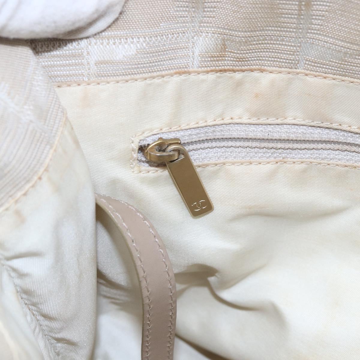 CHANEL New Travel Line Tote Bag Nylon Beige Gold CC Auth ti3466