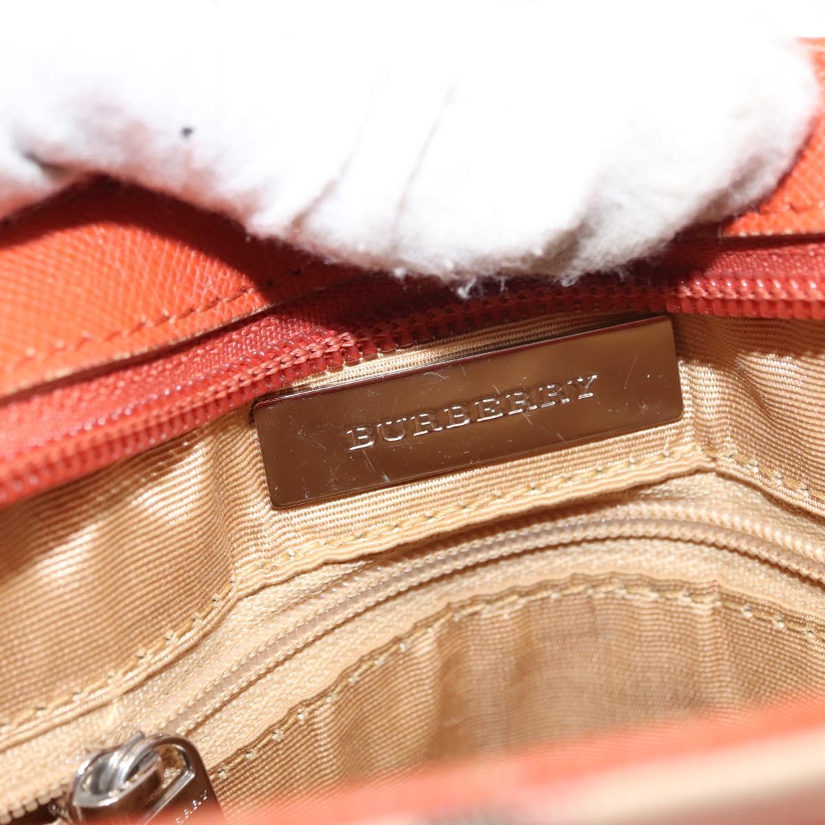 BURBERRY Nova Check Shoulder Bag Canvas Leather Beige Orange Silver Auth ti3467