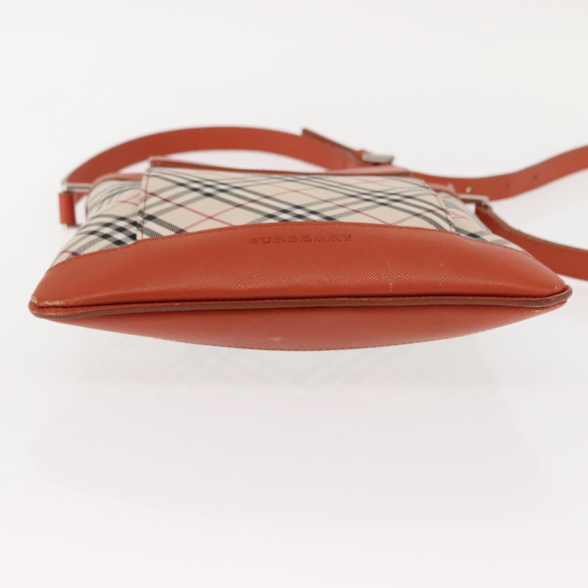 BURBERRY Nova Check Shoulder Bag Canvas Leather Beige Orange Silver Auth ti3467