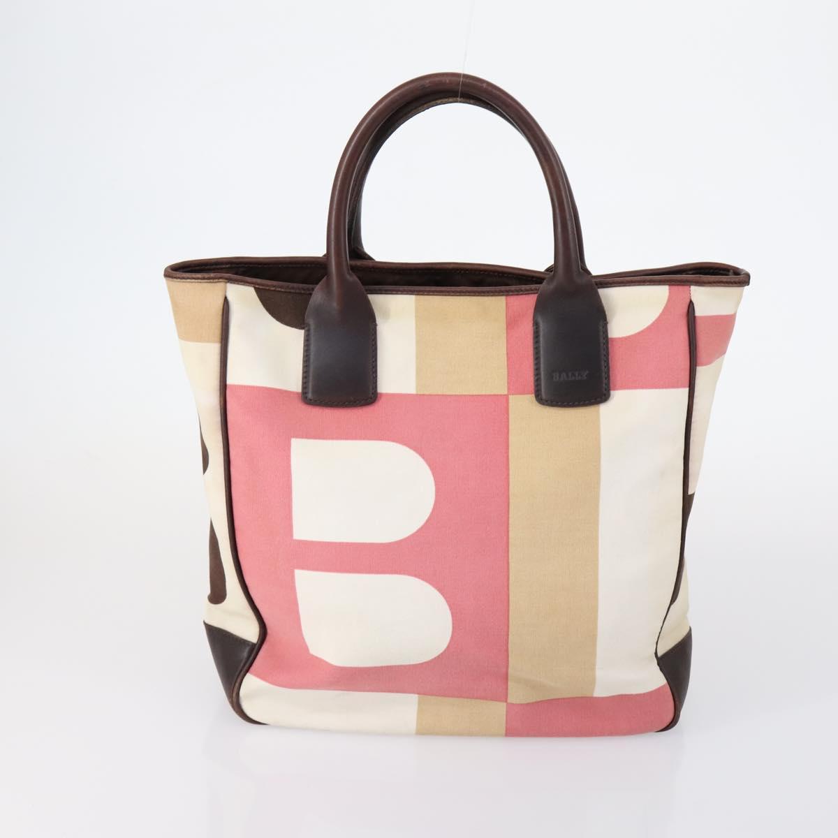 BALLY Tote Bag Leather Canvas 4Set Red Beige cream Auth ti3468