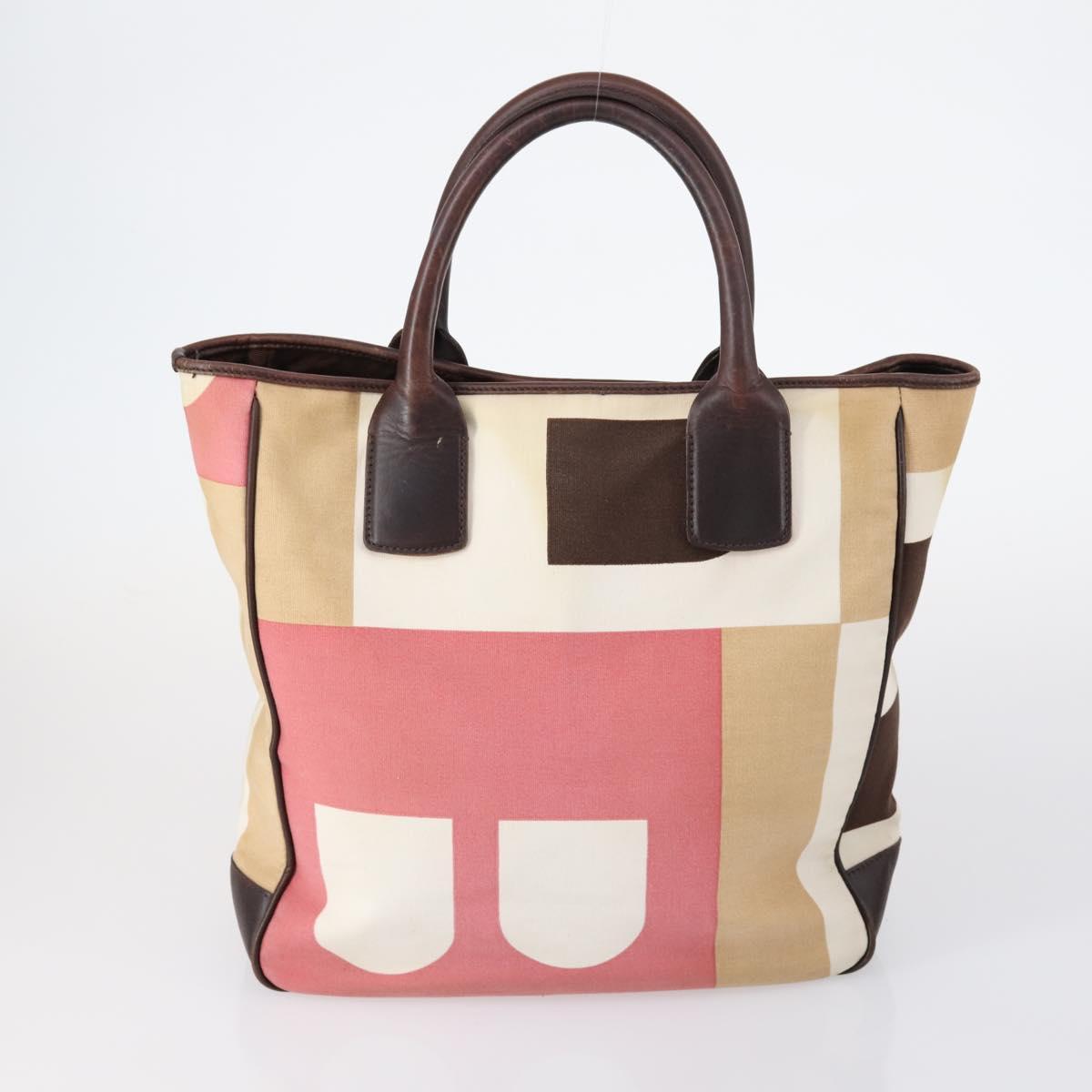BALLY Tote Bag Leather Canvas 4Set Red Beige cream Auth ti3468