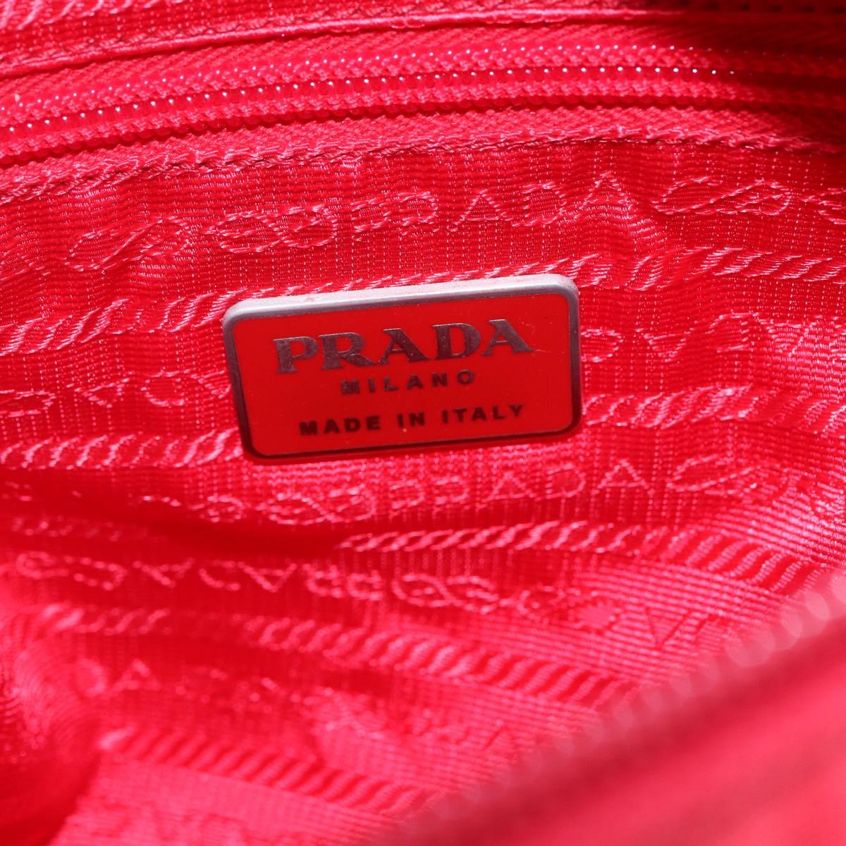 PRADA Tote Bag Nylon Red Silver Auth ti3470