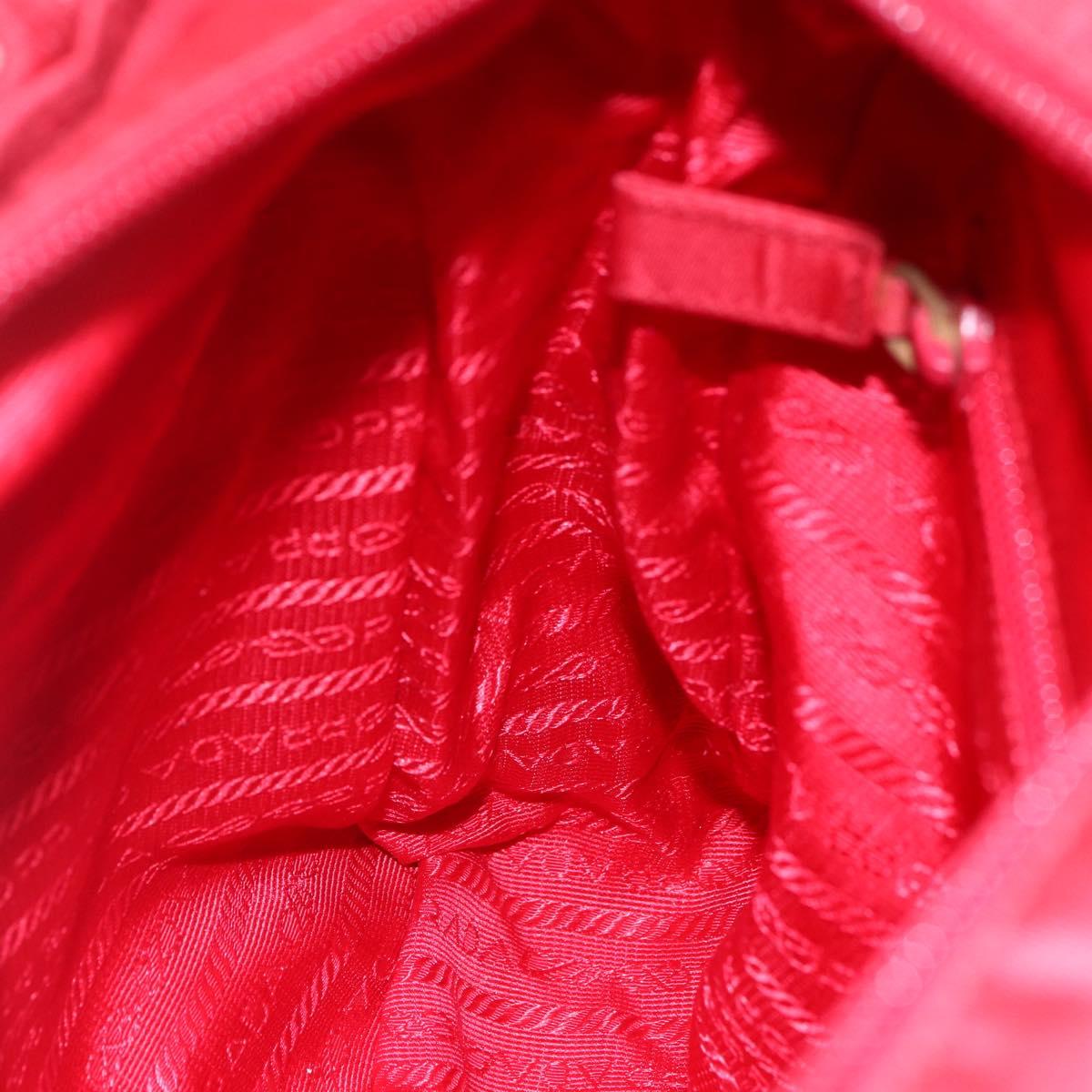 PRADA Tote Bag Nylon Red Silver Auth ti3470