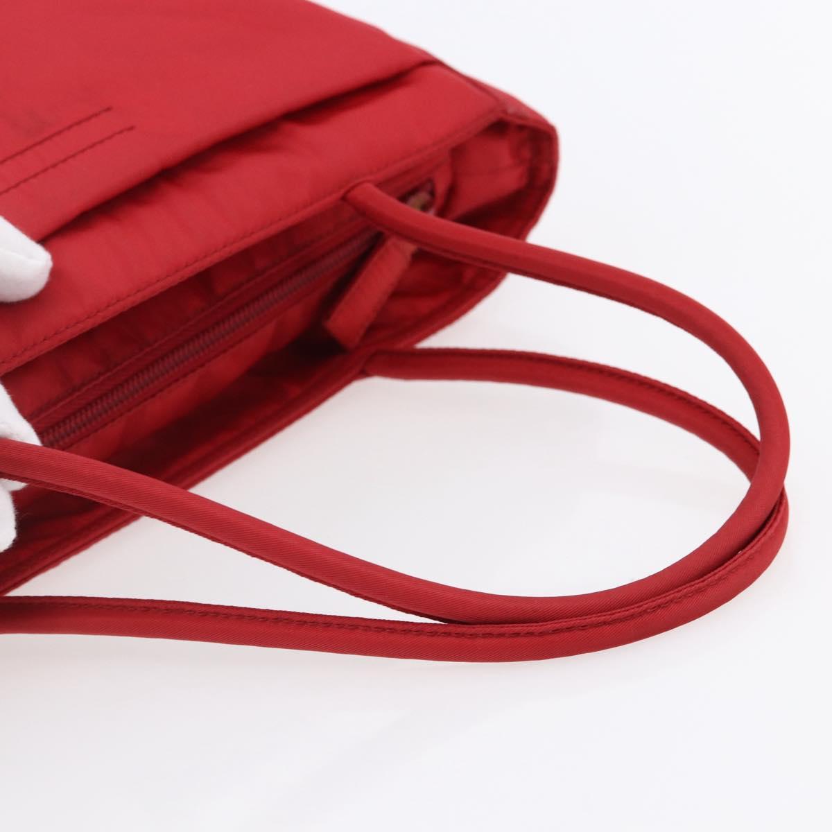 PRADA Tote Bag Nylon Red Silver Auth ti3470