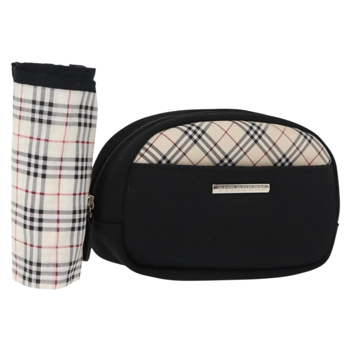 BURBERRY Nova Check Handkerchief Pouch Nylon 2Set Black Beige Auth ti3471