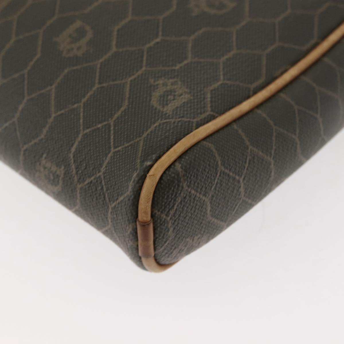 Christian Dior Honeycomb Canvas Shoulder Bag PVC Gray Gold Auth ti3472