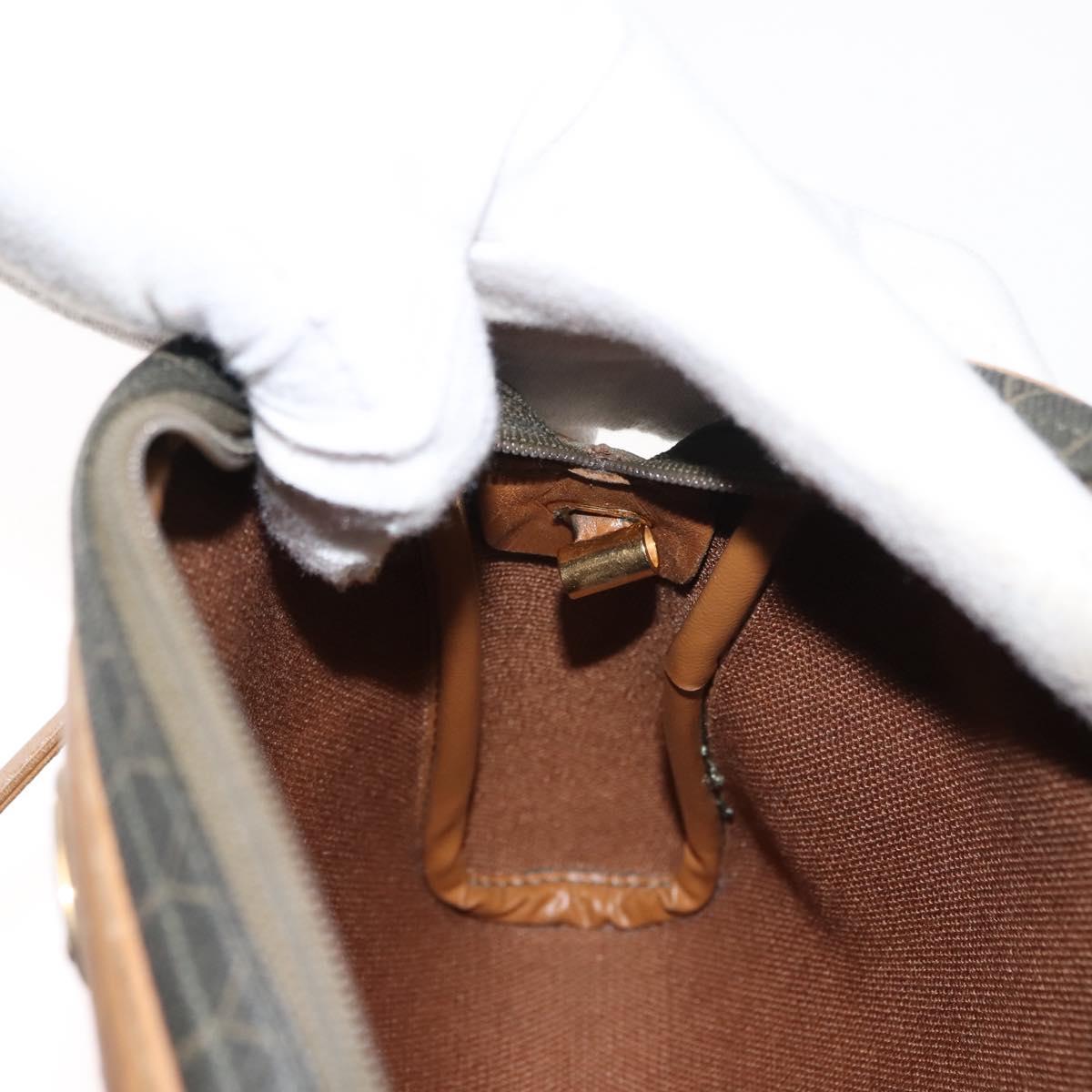 Christian Dior Honeycomb Canvas Shoulder Bag PVC Gray Gold Auth ti3472