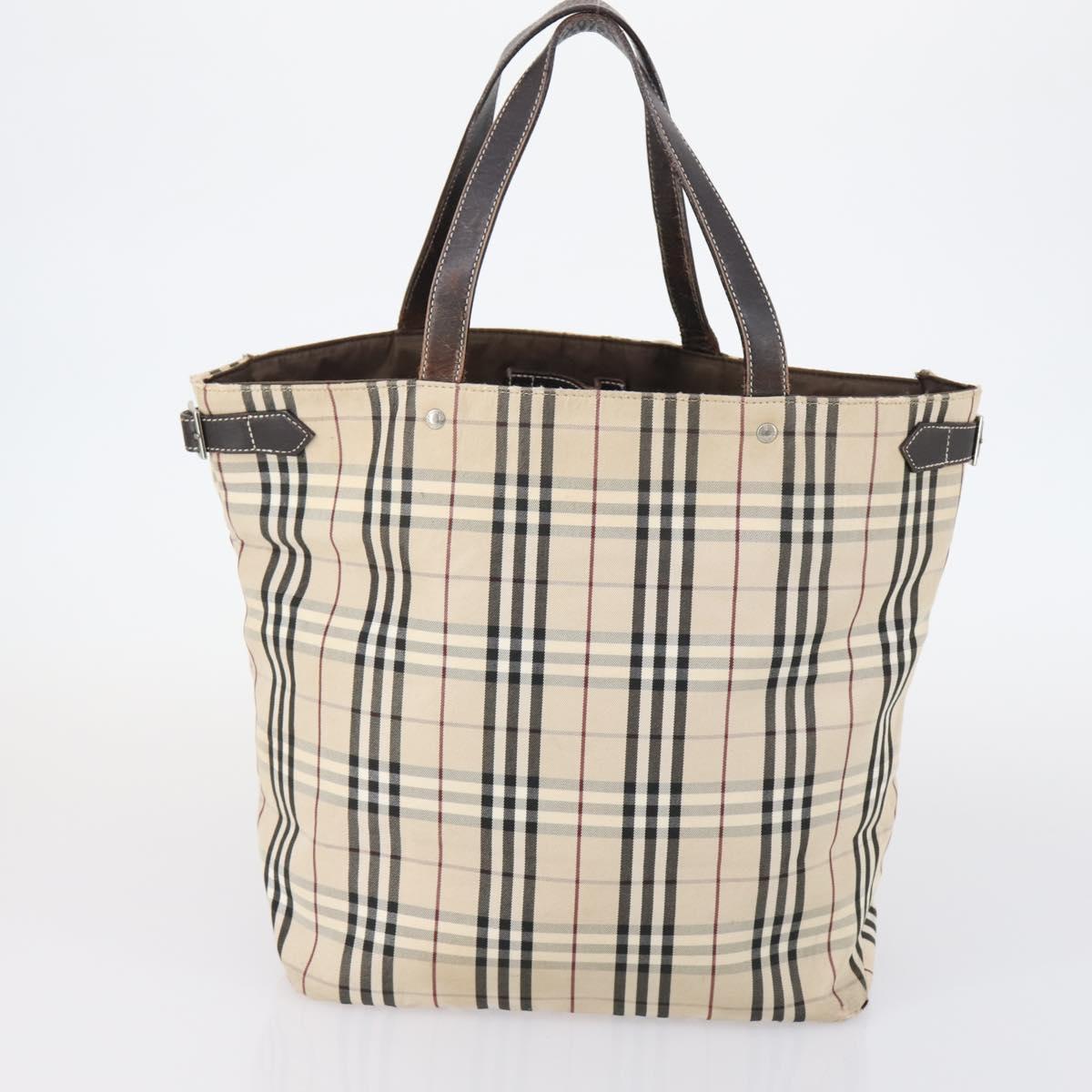 BURBERRY Nova Check Blue Label Tote Bag Canvas 3Set Beige Auth ti3475