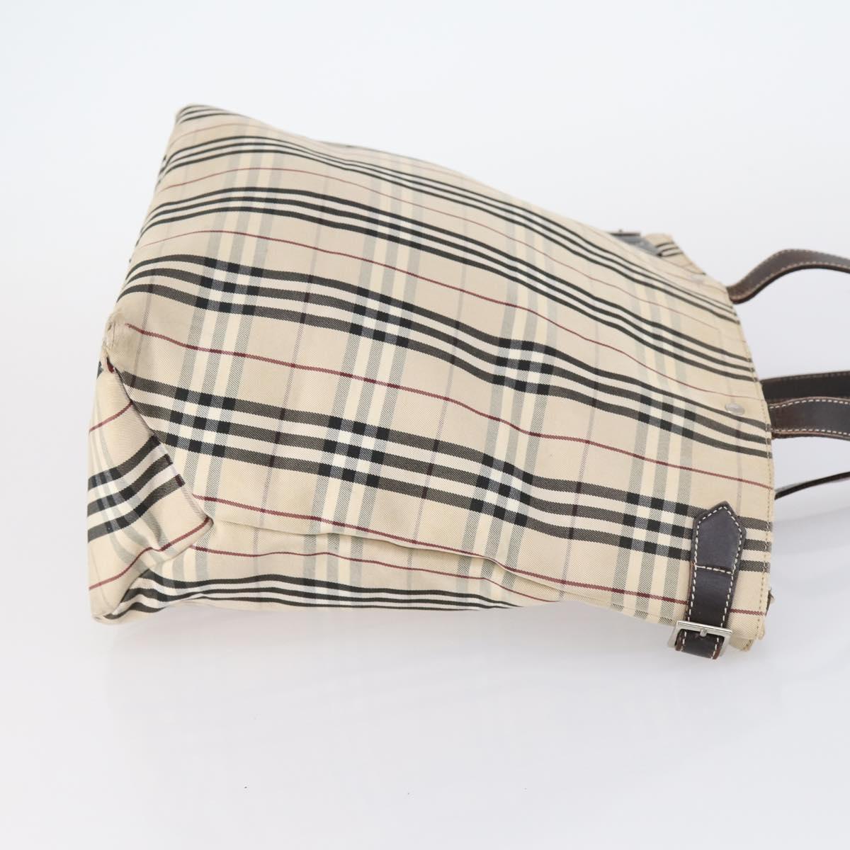 BURBERRY Nova Check Blue Label Tote Bag Canvas 3Set Beige Auth ti3475