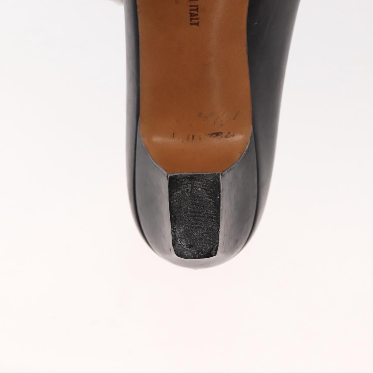 Salvatore Ferragamo Pumps Leather Black Gold Auth ti3478