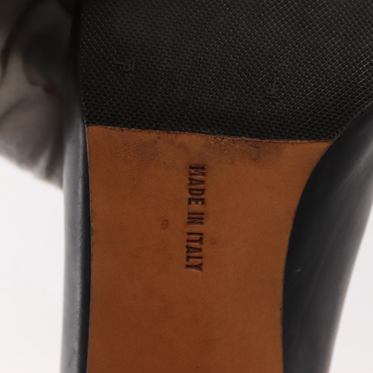 Salvatore Ferragamo Pumps Leather Black Gold Auth ti3478