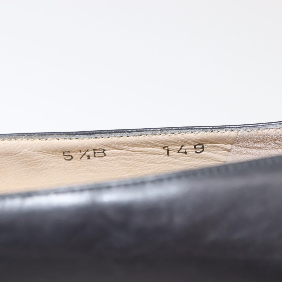 Salvatore Ferragamo Pumps Leather Black Gold Auth ti3478