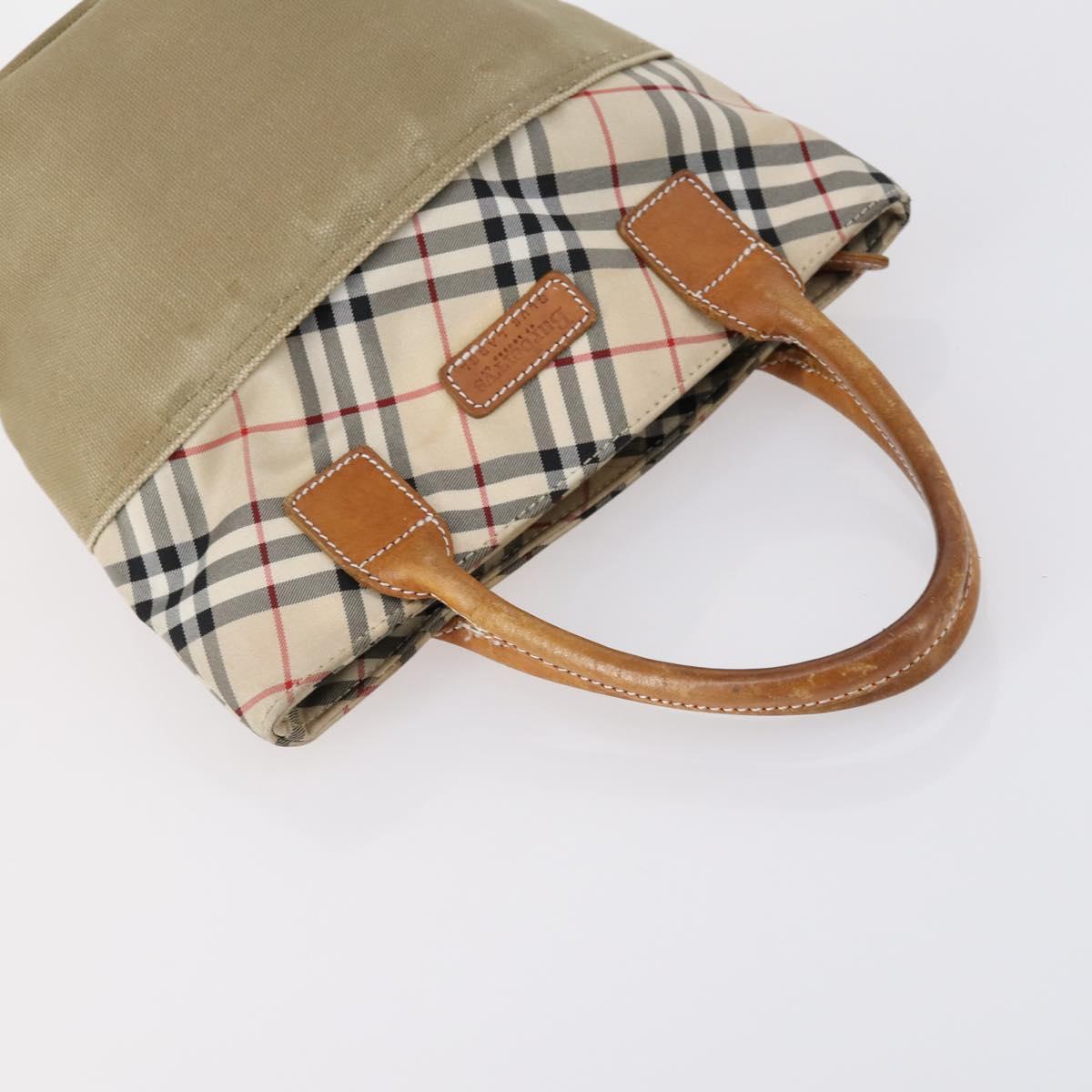 BURBERRY Nova Check Black Blue Label Bag Nylon Canvas 3Set Brown Auth ti3481