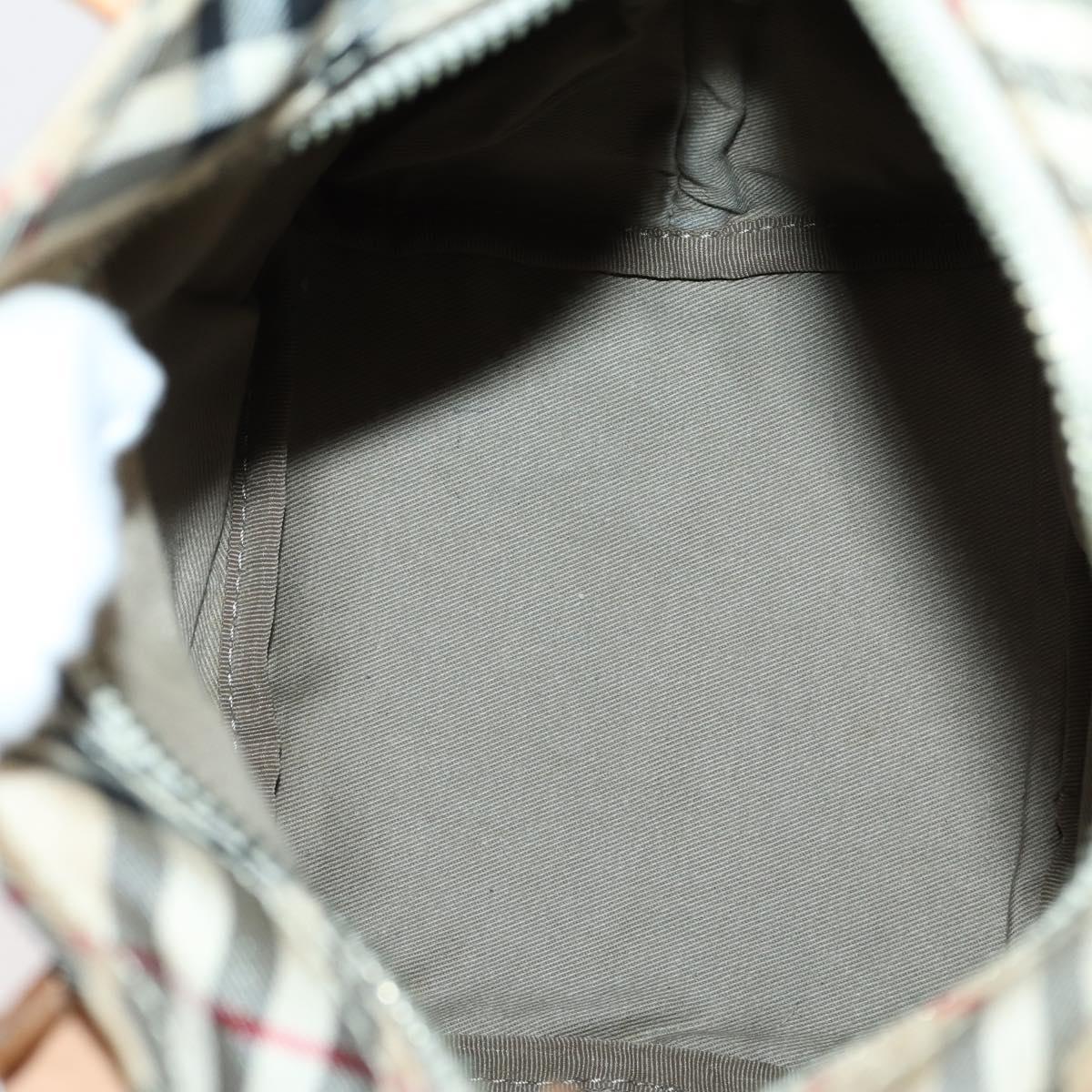 BURBERRY Nova Check Black Blue Label Bag Nylon Canvas 3Set Brown Auth ti3481