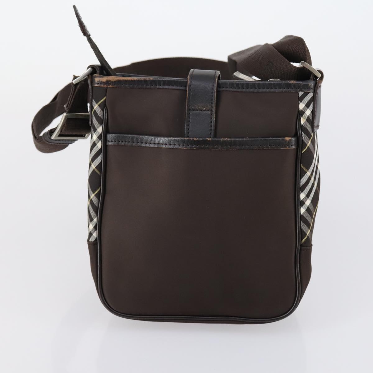 BURBERRY Nova Check Black Blue Label Bag Nylon Canvas 3Set Brown Auth ti3481