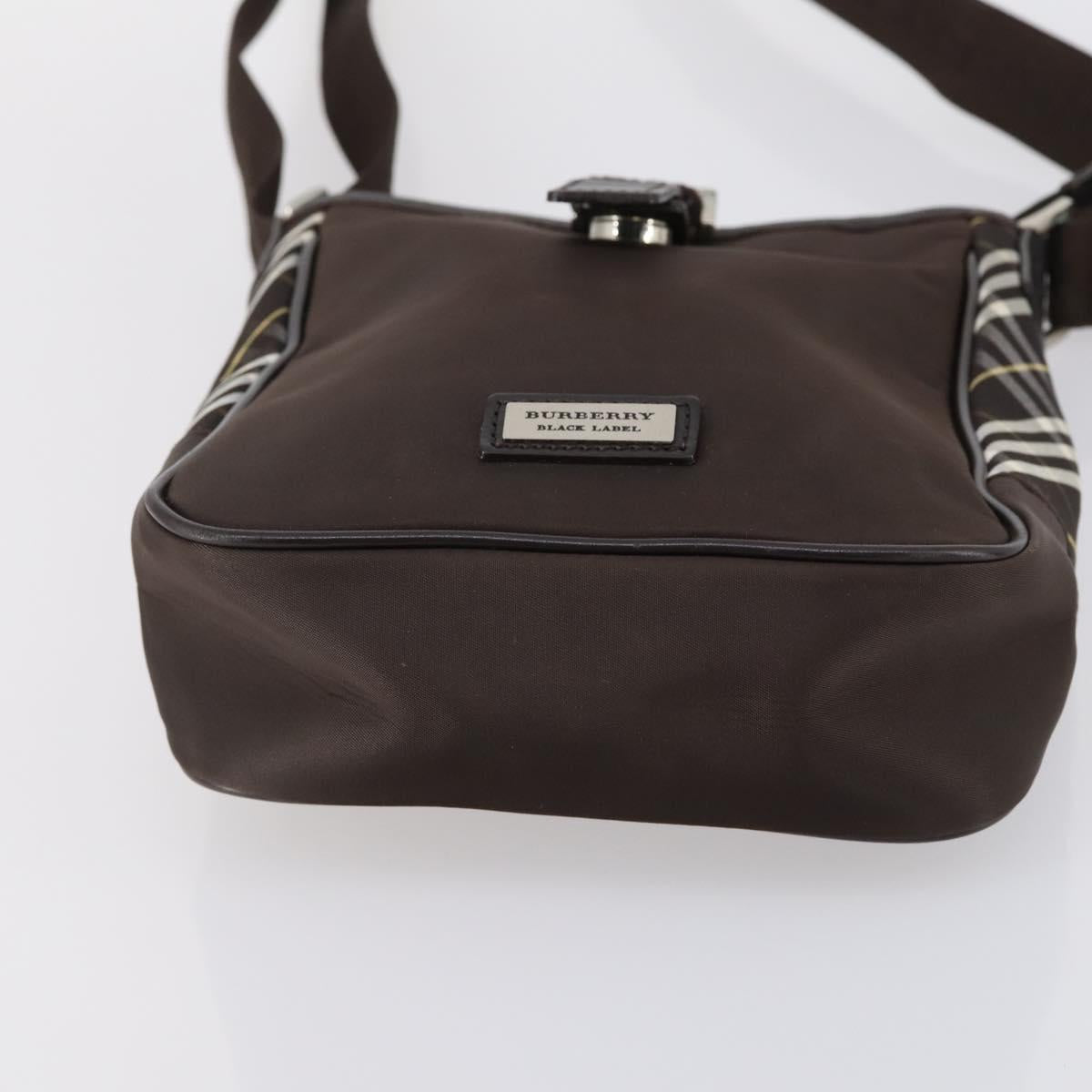 BURBERRY Nova Check Black Blue Label Bag Nylon Canvas 3Set Brown Auth ti3481