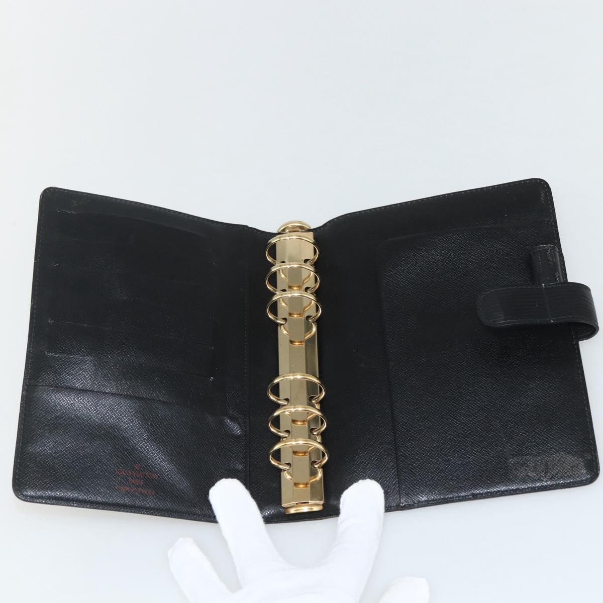LOUIS VUITTON Epi Agenda MM Day Planner Cover Black R20042 LV Auth ti3482