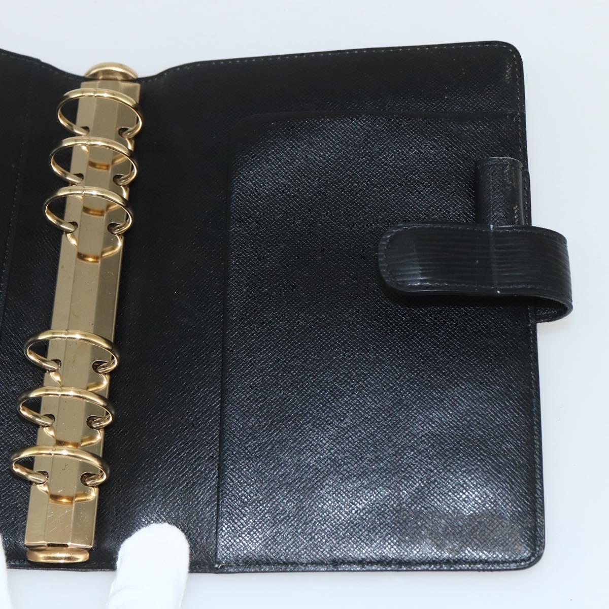 LOUIS VUITTON Epi Agenda MM Day Planner Cover Black R20042 LV Auth ti3482