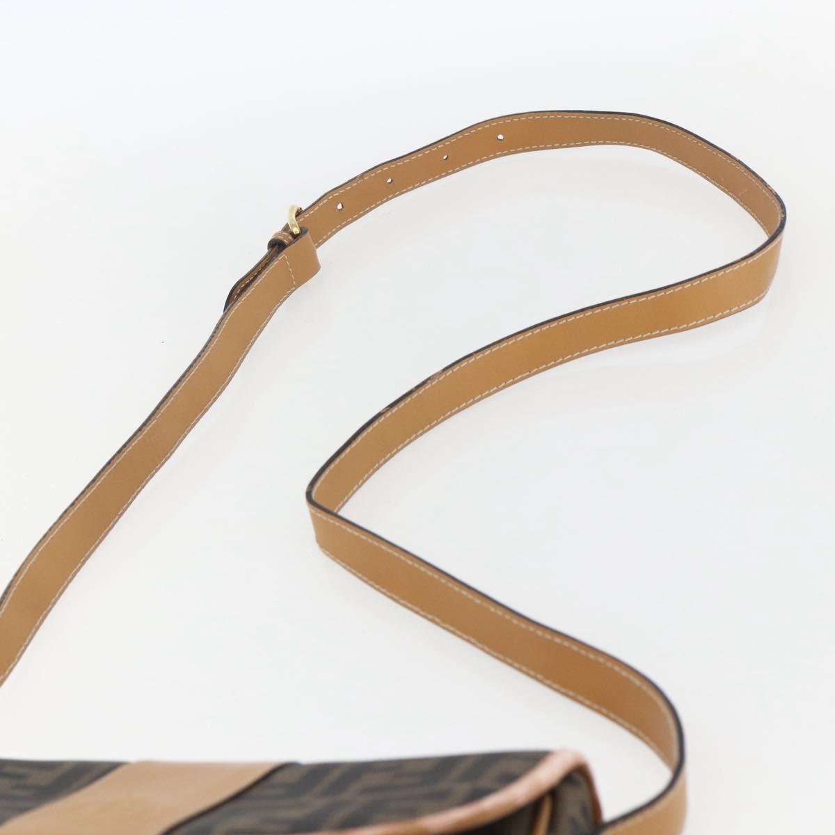 FENDI Zucca Canvas Shoulder Bag PVC Black Brown gold Auth ti3485