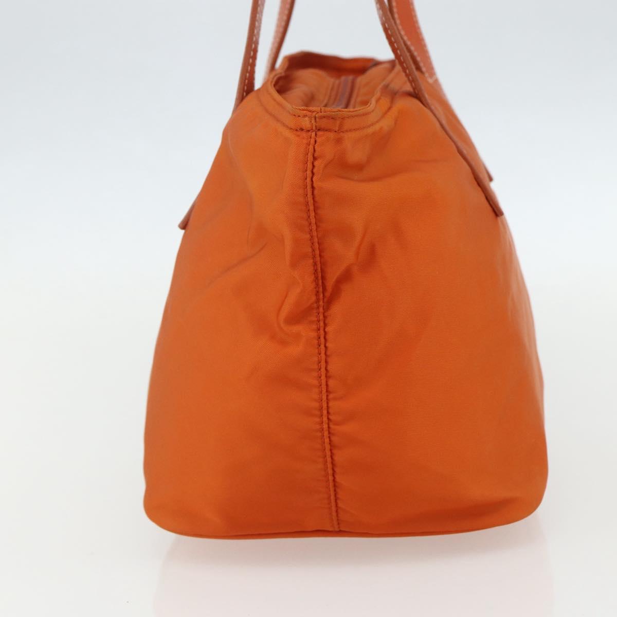 PRADA Hand Bag Nylon Orange Silver Auth ti3486