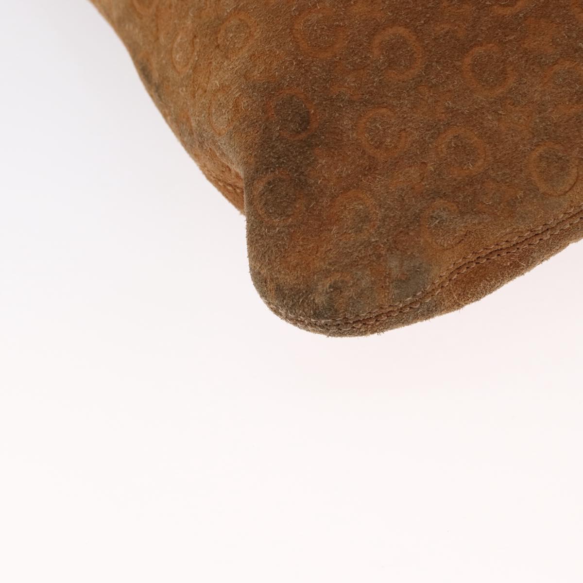 CELINE C Macadam Canvas Shoulder Bag Suede Brown Gold Auth ti3487