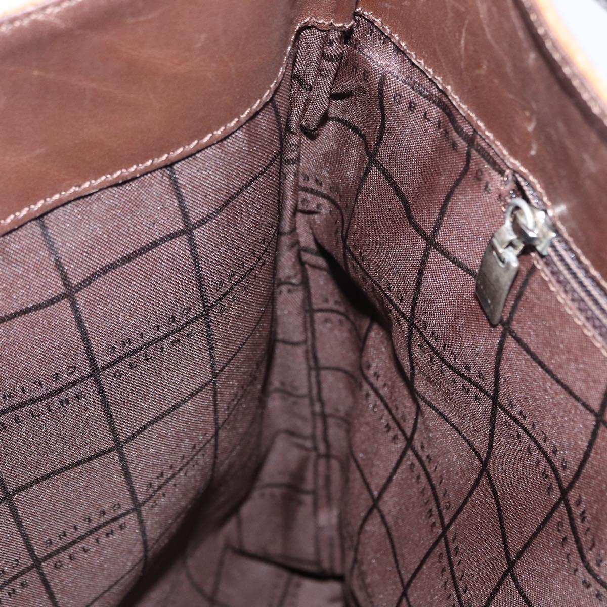 CELINE C Macadam Canvas Shoulder Bag Suede Brown Gold Auth ti3487