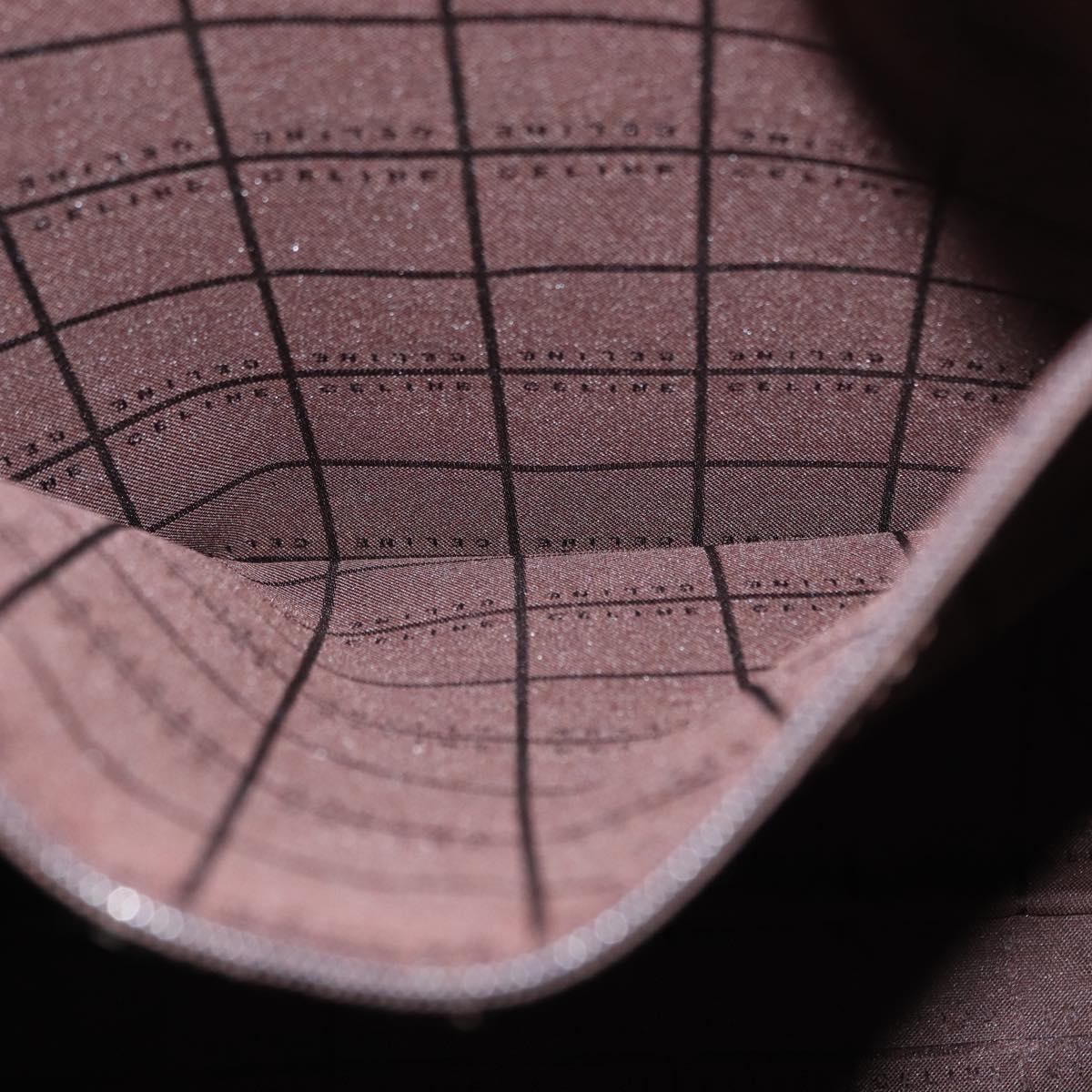 CELINE C Macadam Canvas Shoulder Bag Suede Brown Gold Auth ti3487