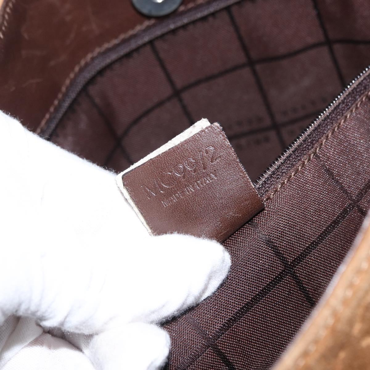 CELINE C Macadam Canvas Shoulder Bag Suede Brown Gold Auth ti3487