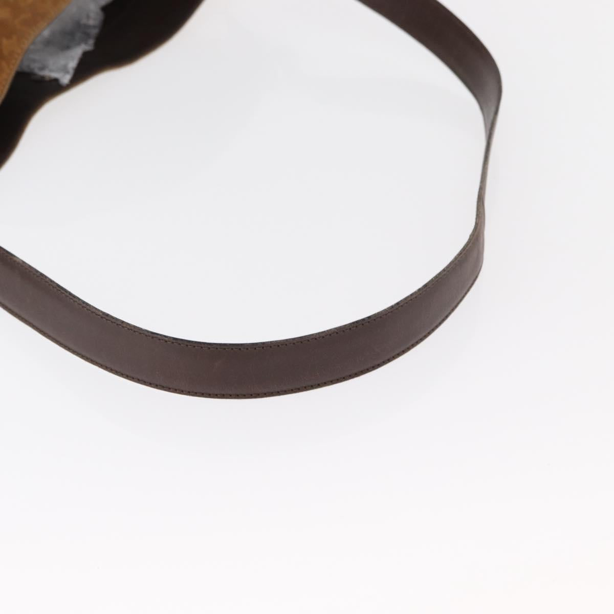 CELINE C Macadam Canvas Shoulder Bag Suede Brown Gold Auth ti3487