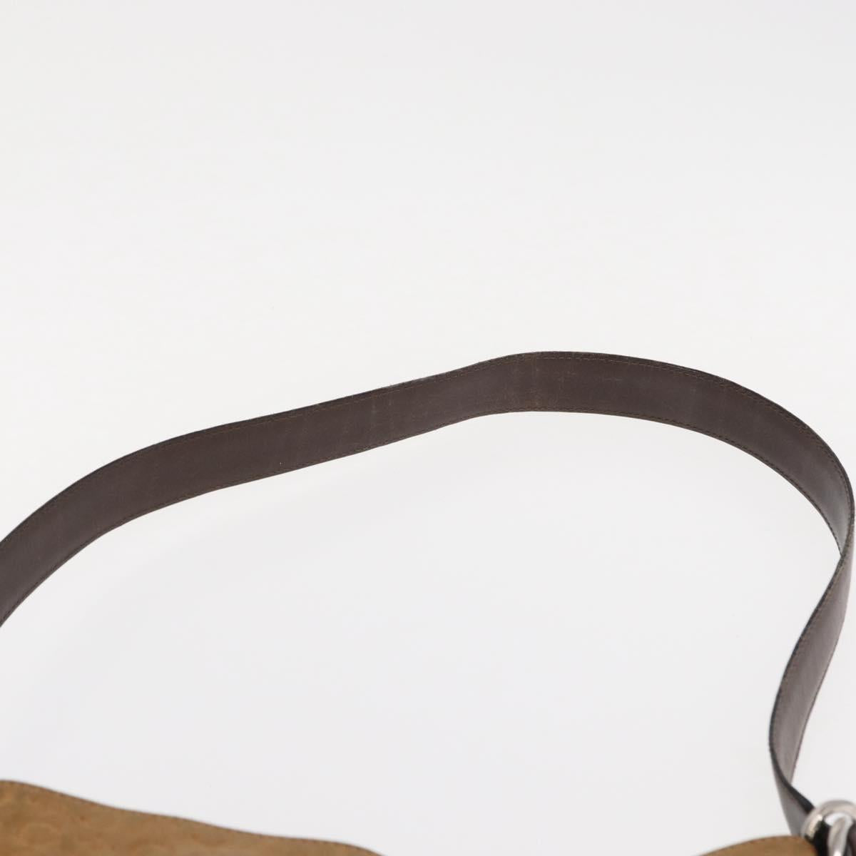 CELINE C Macadam Canvas Shoulder Bag Suede Brown Gold Auth ti3487