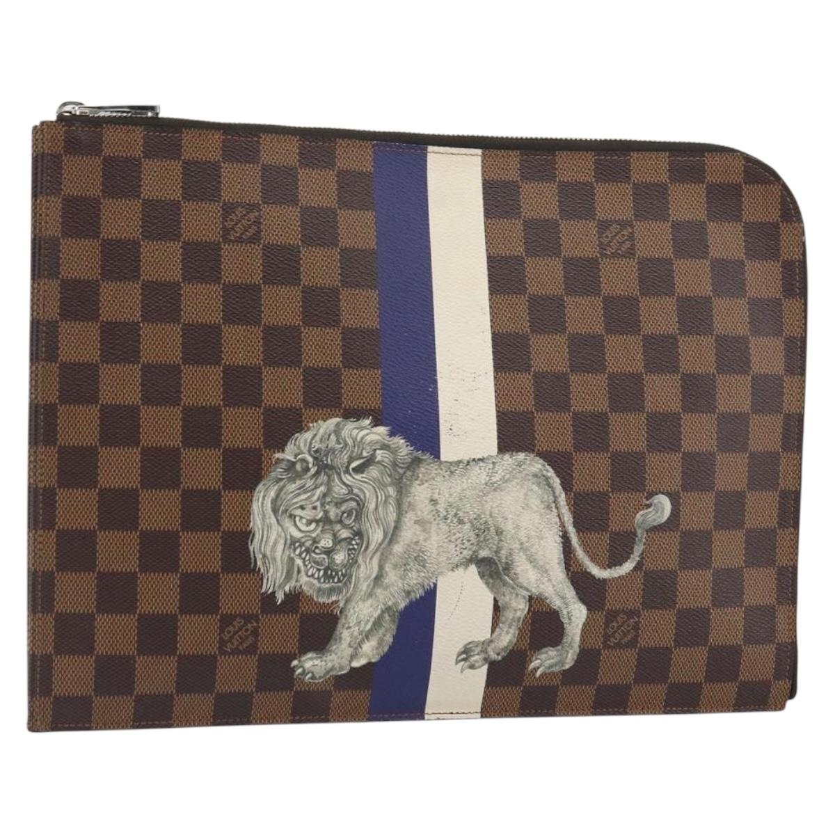 LOUIS VUITTON Damier Savannah Pochette Jules GM Clutch Bag N63345 LV Auth ti3498