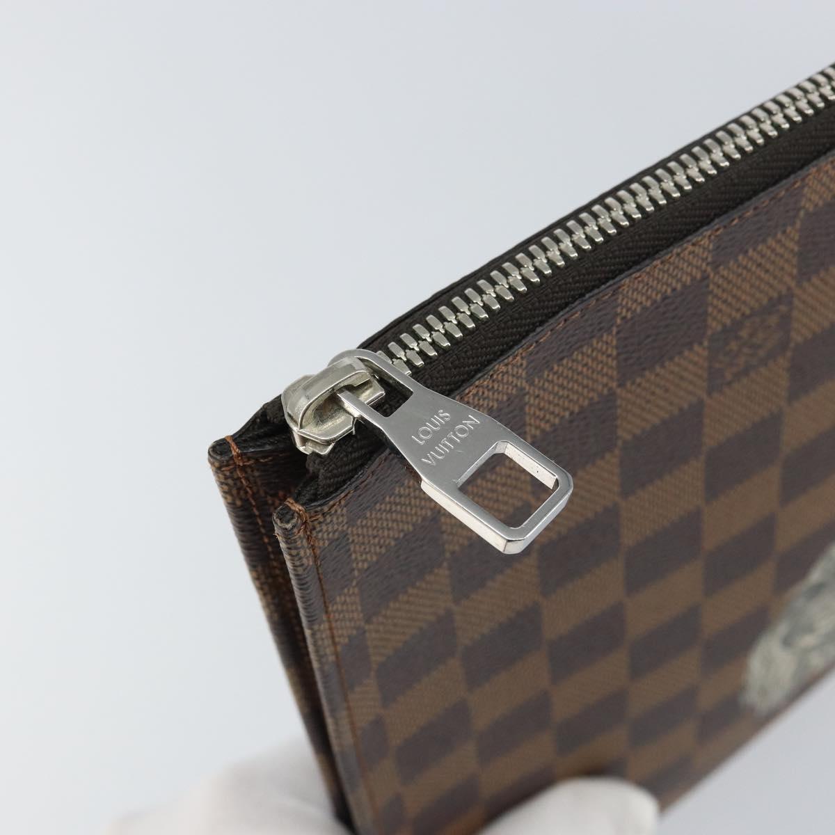 LOUIS VUITTON Damier Savannah Pochette Jules GM Clutch Bag N63345 LV Auth ti3498